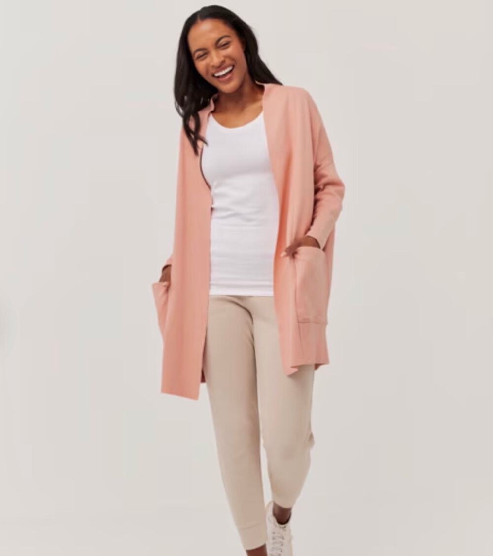 Pact Organic Cotton Airplane Wrap Cardigan Pink XS/S Women’s Lightweight Knit